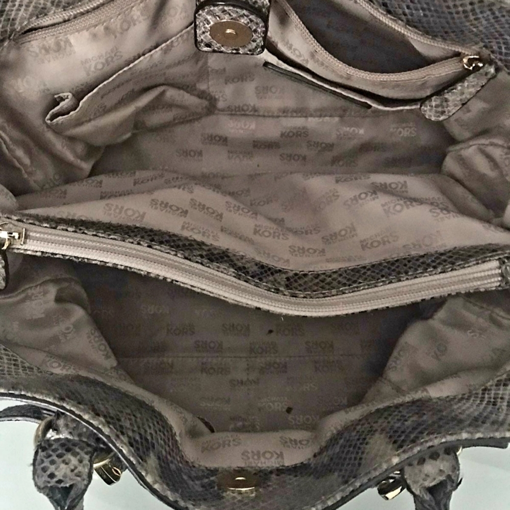 Authentic Michael Kors Python Leather Purse W/Gol… - image 5